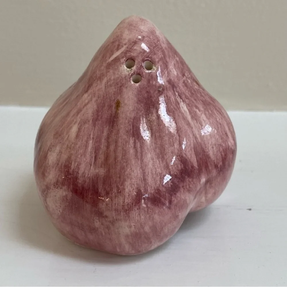 Pier 1 handmade Purple Ceramic Garlic Sale Pepper Shakers